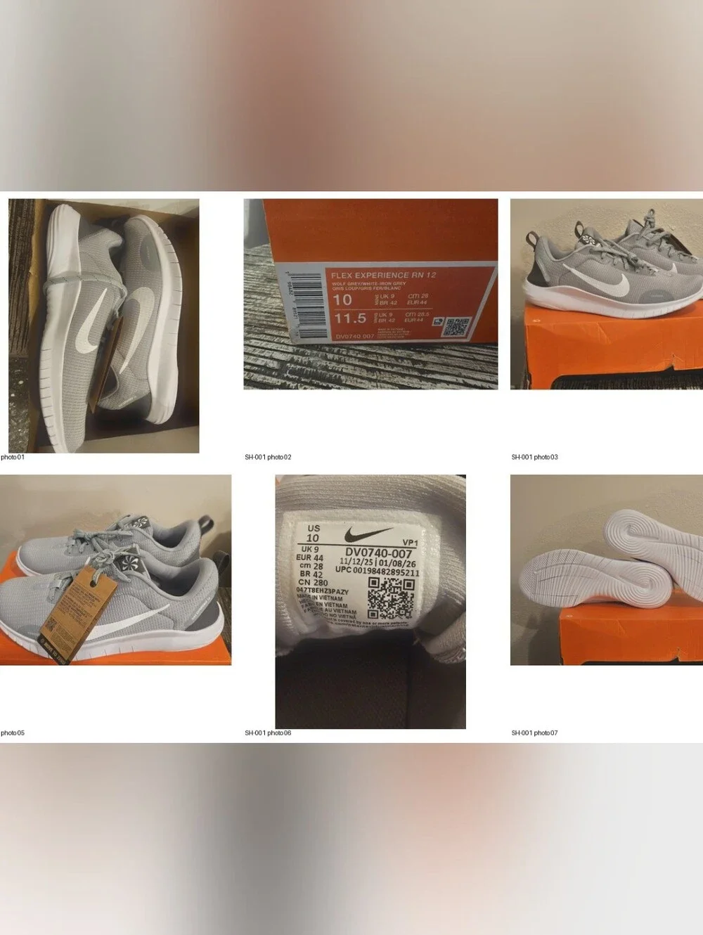Nike Flex Experience Run 12 Men’s 10 / Women’s 11.5 NWT Grey Running Shoes